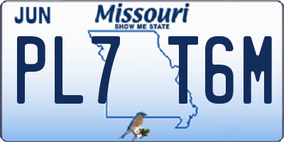 MO license plate PL7T6M