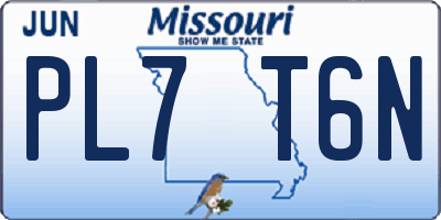 MO license plate PL7T6N