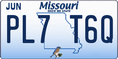 MO license plate PL7T6Q