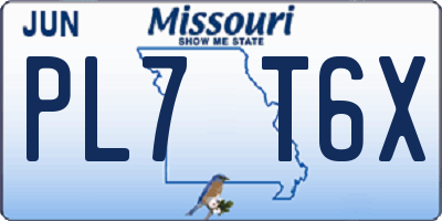 MO license plate PL7T6X