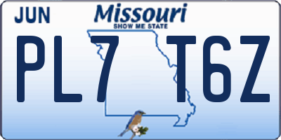 MO license plate PL7T6Z