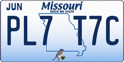 MO license plate PL7T7C