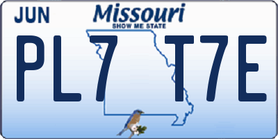 MO license plate PL7T7E