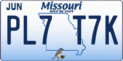 MO license plate PL7T7K