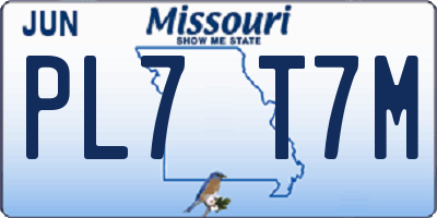 MO license plate PL7T7M