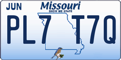 MO license plate PL7T7Q