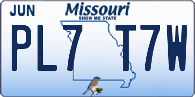 MO license plate PL7T7W