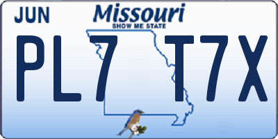 MO license plate PL7T7X
