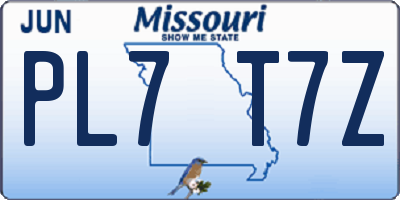 MO license plate PL7T7Z