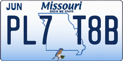 MO license plate PL7T8B