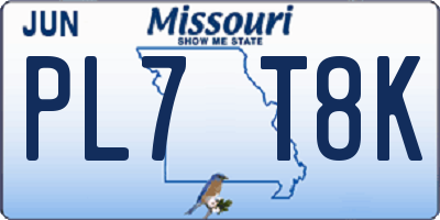 MO license plate PL7T8K