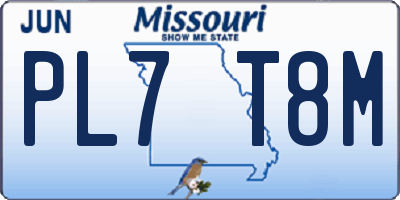 MO license plate PL7T8M