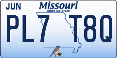 MO license plate PL7T8Q