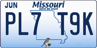 MO license plate PL7T9K
