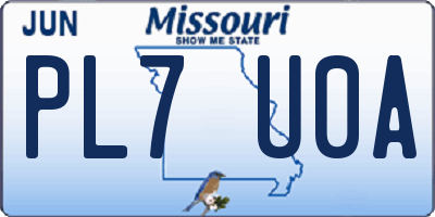 MO license plate PL7U0A