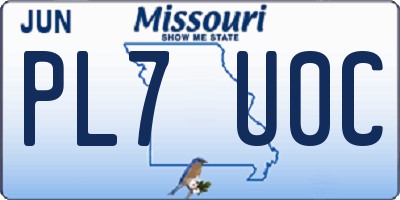 MO license plate PL7U0C