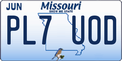 MO license plate PL7U0D