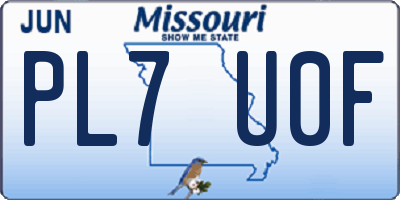 MO license plate PL7U0F
