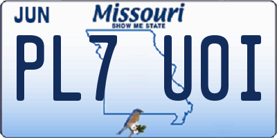 MO license plate PL7U0I