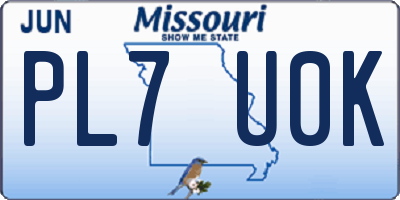 MO license plate PL7U0K