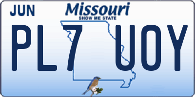 MO license plate PL7U0Y