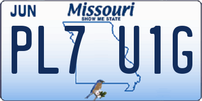 MO license plate PL7U1G