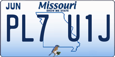 MO license plate PL7U1J