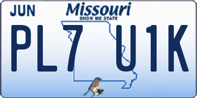 MO license plate PL7U1K