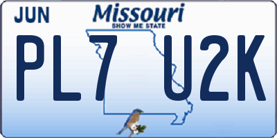 MO license plate PL7U2K