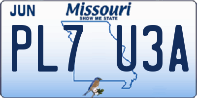 MO license plate PL7U3A