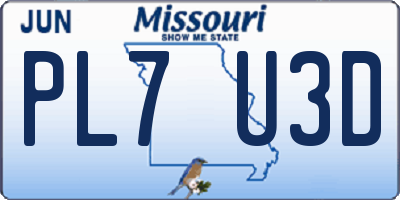 MO license plate PL7U3D