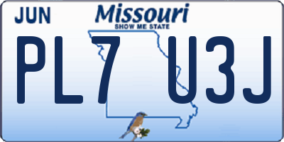 MO license plate PL7U3J