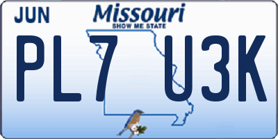 MO license plate PL7U3K