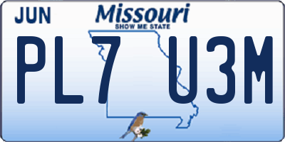 MO license plate PL7U3M