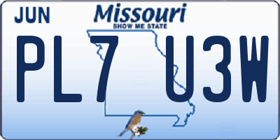 MO license plate PL7U3W