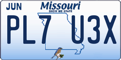 MO license plate PL7U3X