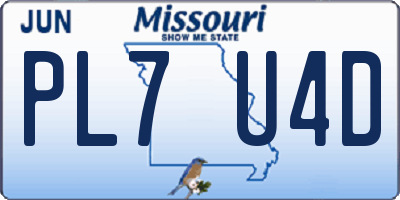 MO license plate PL7U4D