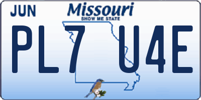 MO license plate PL7U4E