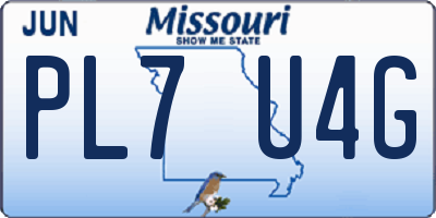 MO license plate PL7U4G