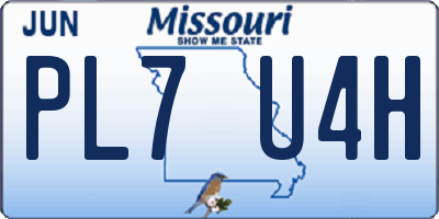 MO license plate PL7U4H