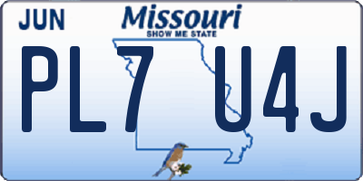 MO license plate PL7U4J