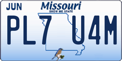 MO license plate PL7U4M