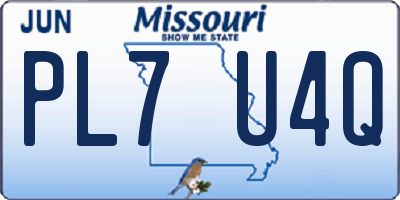 MO license plate PL7U4Q