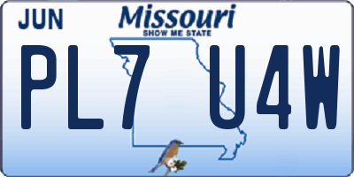MO license plate PL7U4W