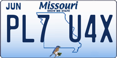 MO license plate PL7U4X