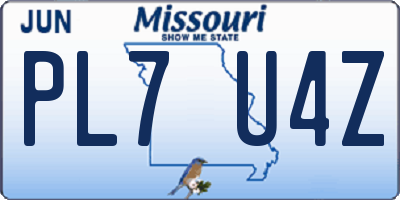 MO license plate PL7U4Z