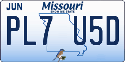 MO license plate PL7U5D
