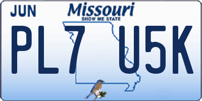 MO license plate PL7U5K