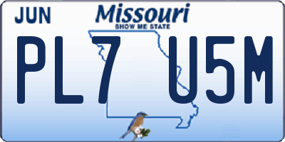 MO license plate PL7U5M