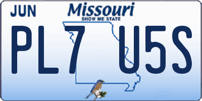 MO license plate PL7U5S